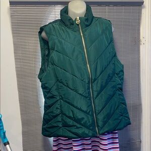 Michael Kors Dark Green Quilted Vest